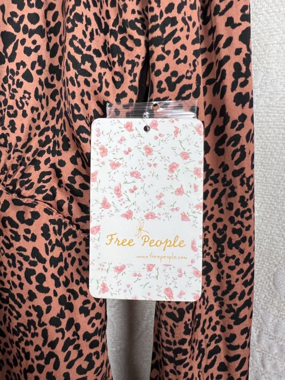 NEW Free People Loveless cocoa leopard print satin open back midi dress boho 12 - Picture 10 of 13